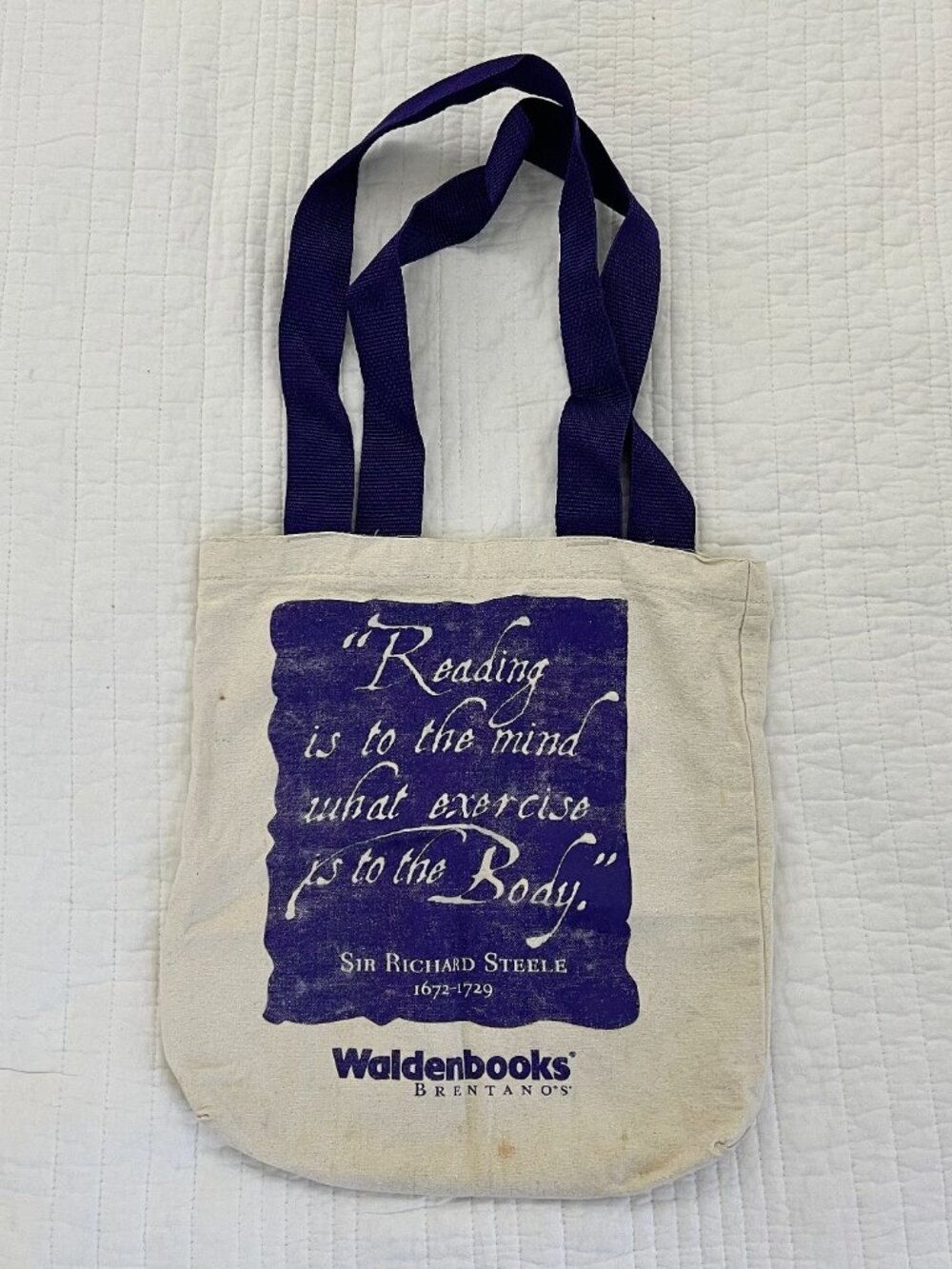 Vintage 1990s Waldenbooks Brentano's Canvas Tote Bag Book
